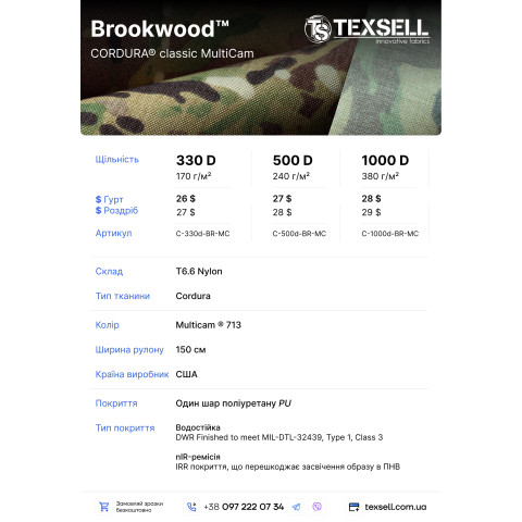 Cordura 1000D MultiCam®  Brookwood